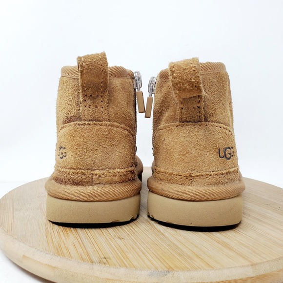 UGG Boots Kids 7 Neumel Brown Suede Shearling Chukka Shoes Little Boy Toddler - Picture 7 of 12